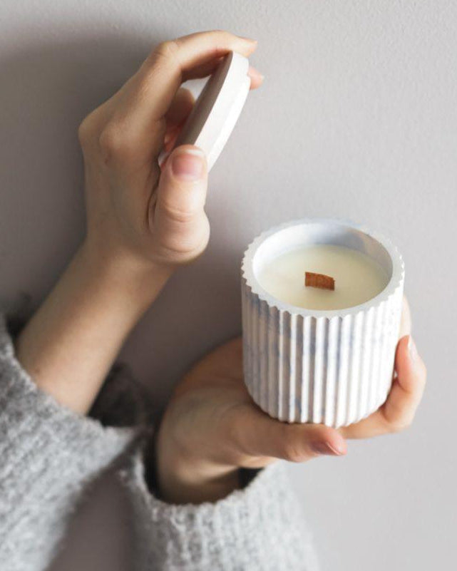 Striped jar candle