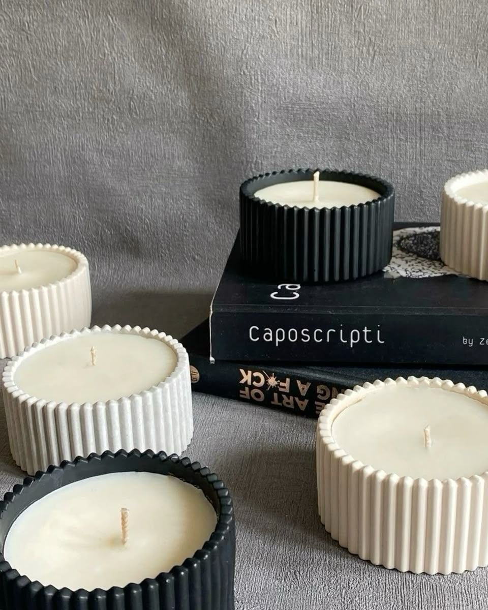 Small stripped jar candle