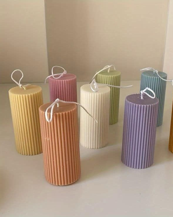 Small ribbed pillar candle