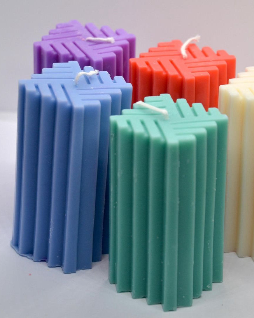 Stripped square pillar candle